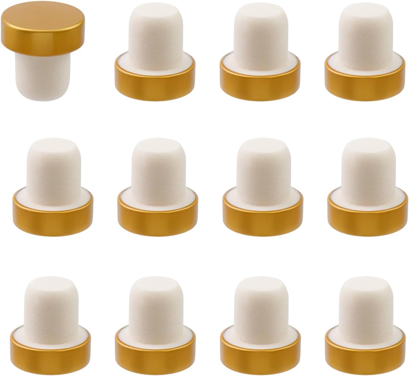 12 Pack T-Shaped Wine Bottle Stoppers - Beech Wood Top, 28mm, Reusable For Wine, Beer & Champagne