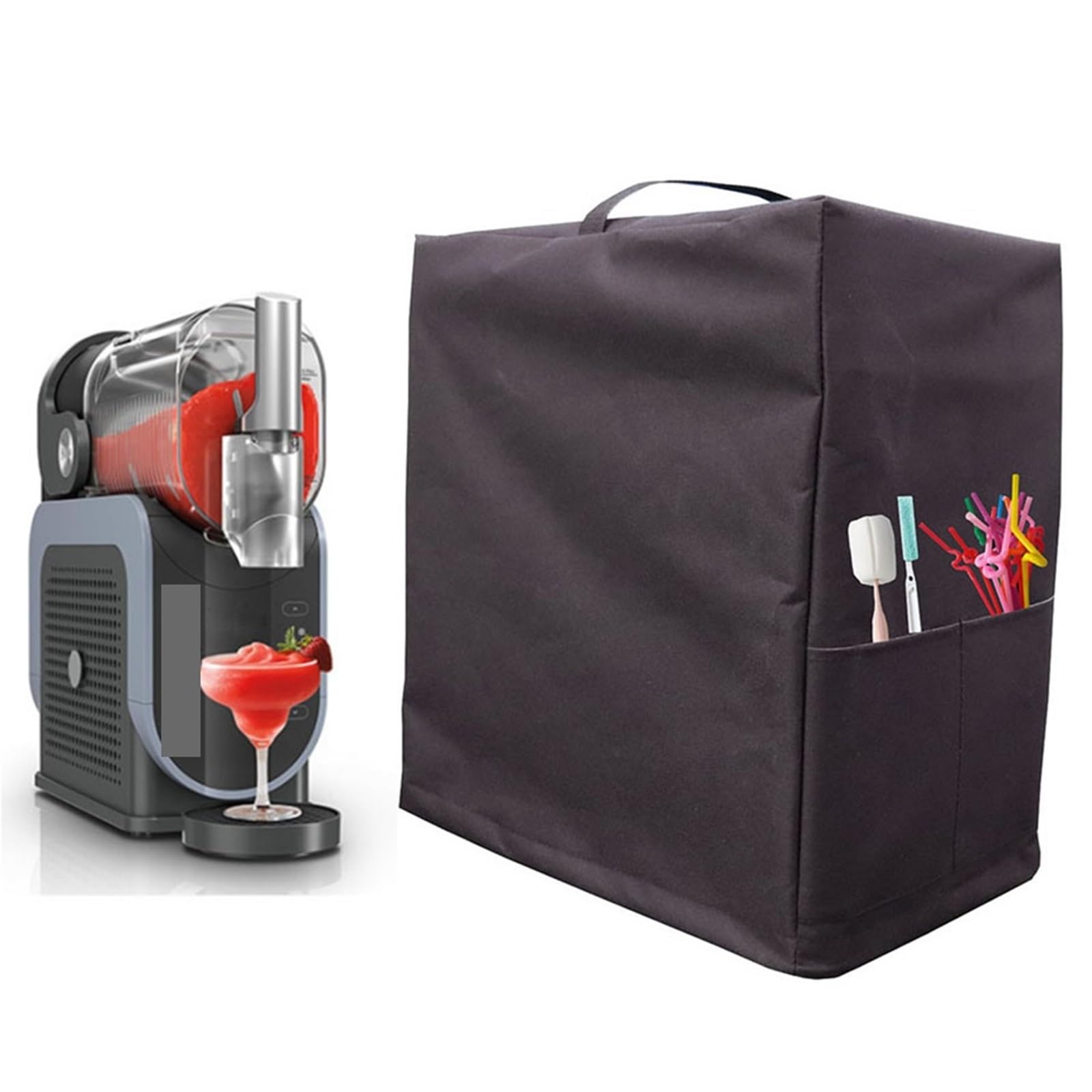 Abdeckung FüR Mixer Küchenmixer-Staubschutzhülle, Kaffeegeräte, Eismaschine, Staubschutz, passend mit Taschen und Griffschutzzubehör(43x27x46cm)
