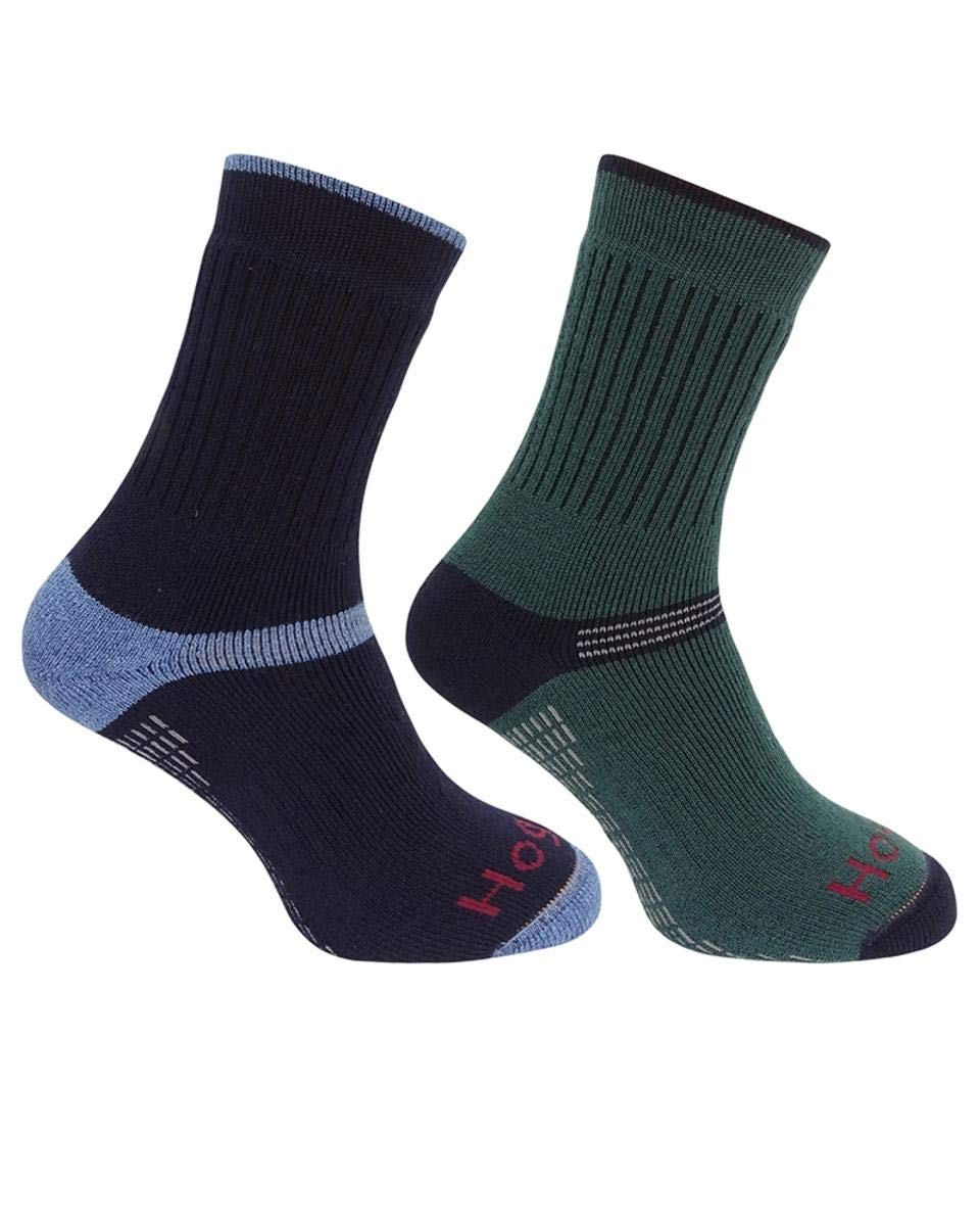 Hoggs of Fife 1905 Tech Active Socks (Twin Pack) - Green/Navy Small