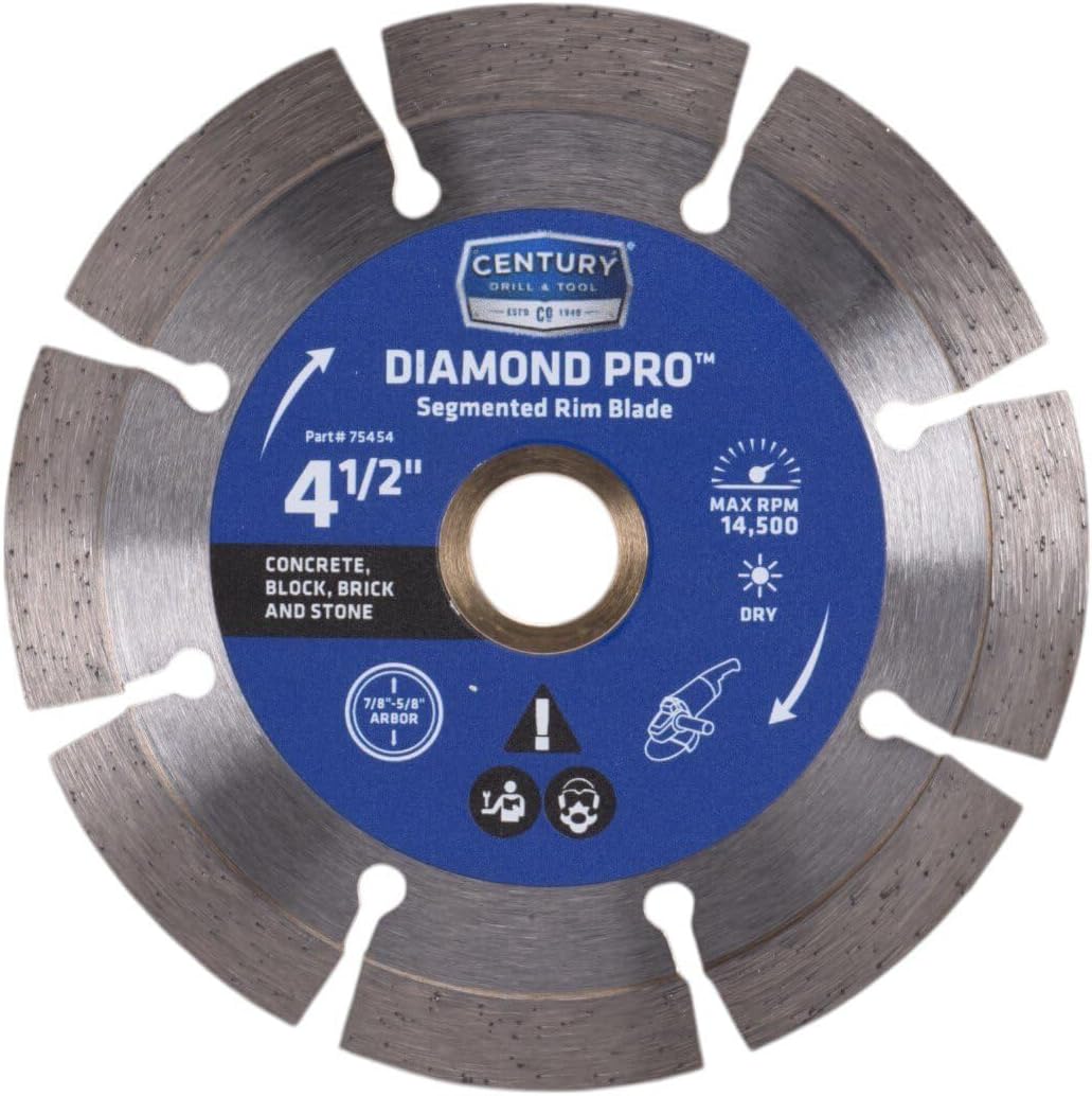 Century Drill & Tool 75454 Professional Segmented Rim Diamond Pro Saw Blade, 4-1/2"