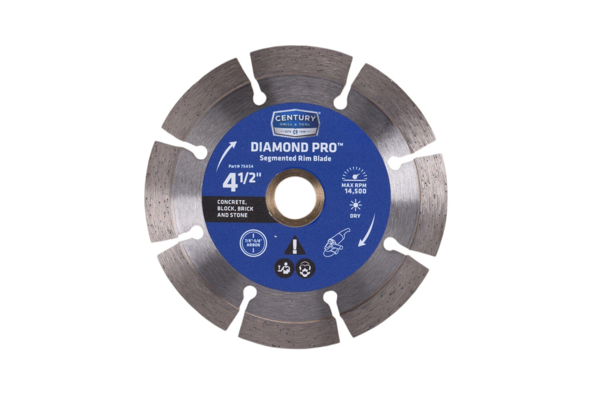 Century Drill & Tool 75454 Diamond Segmented Rim Blade, 4-1/2