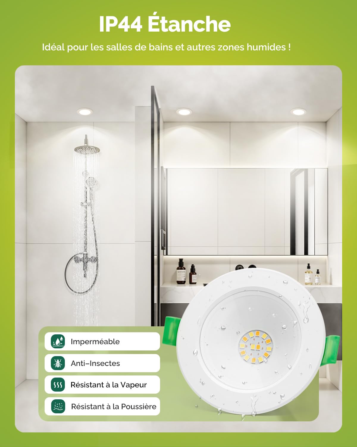 Lot de 12 Spot LED Encastrable Trou Ø75-90mm, 5W 690lm Spots de Plafond Blanc Chaud 3000K Blanc Neutre 4500K Blanc Froid 6000K Réglable, Spot LED Salle de Bain Etanche Spots Extra Plat für Bad
