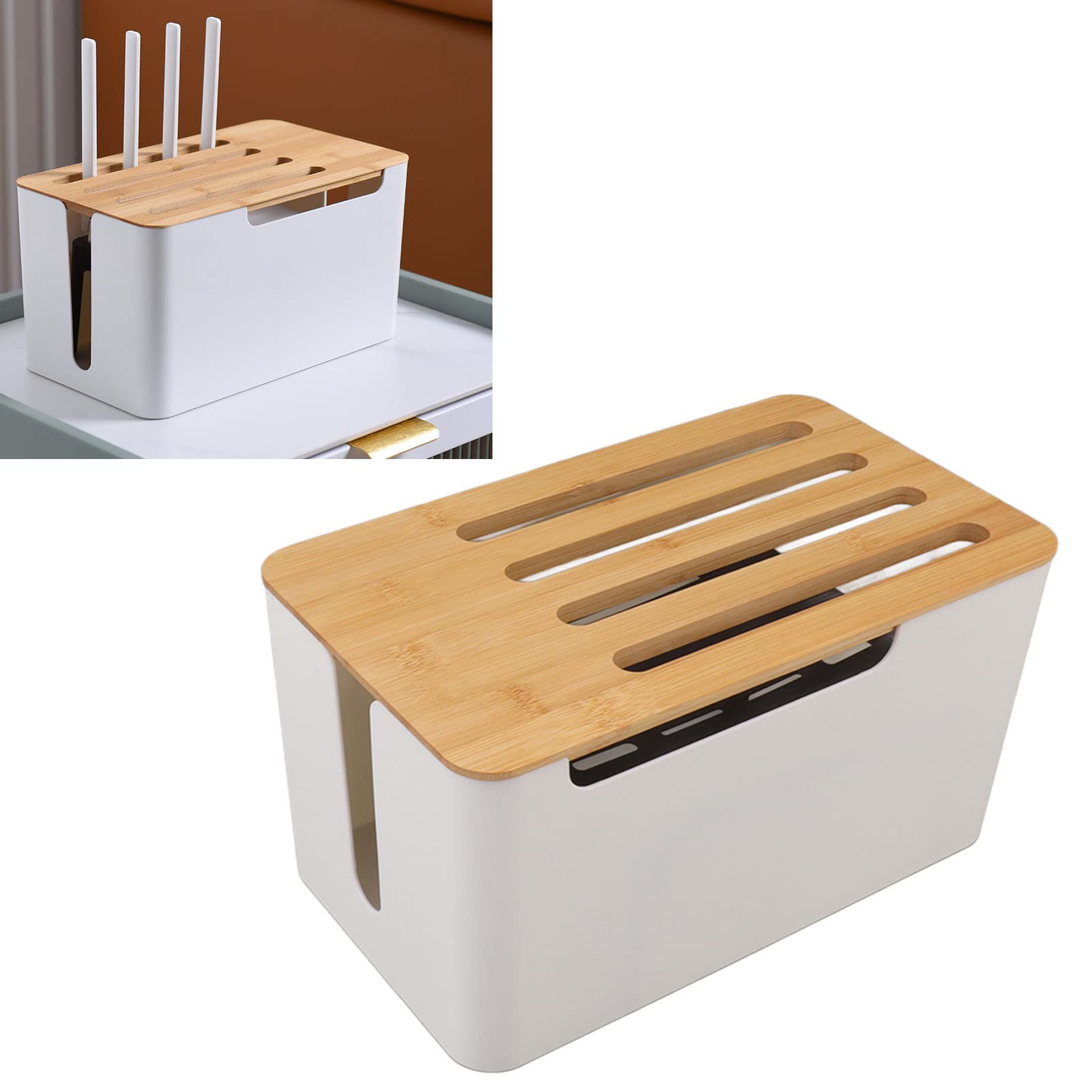 Haofy Organizador de Enrutador WiFi Caja de Almacenamiento de Enrutador Estable de Plástico de bambú Antiarañazos