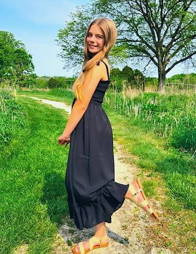 Image of Arshiner Girls Summer Dress Boho Beach Casual Smocked Maxi Dresses