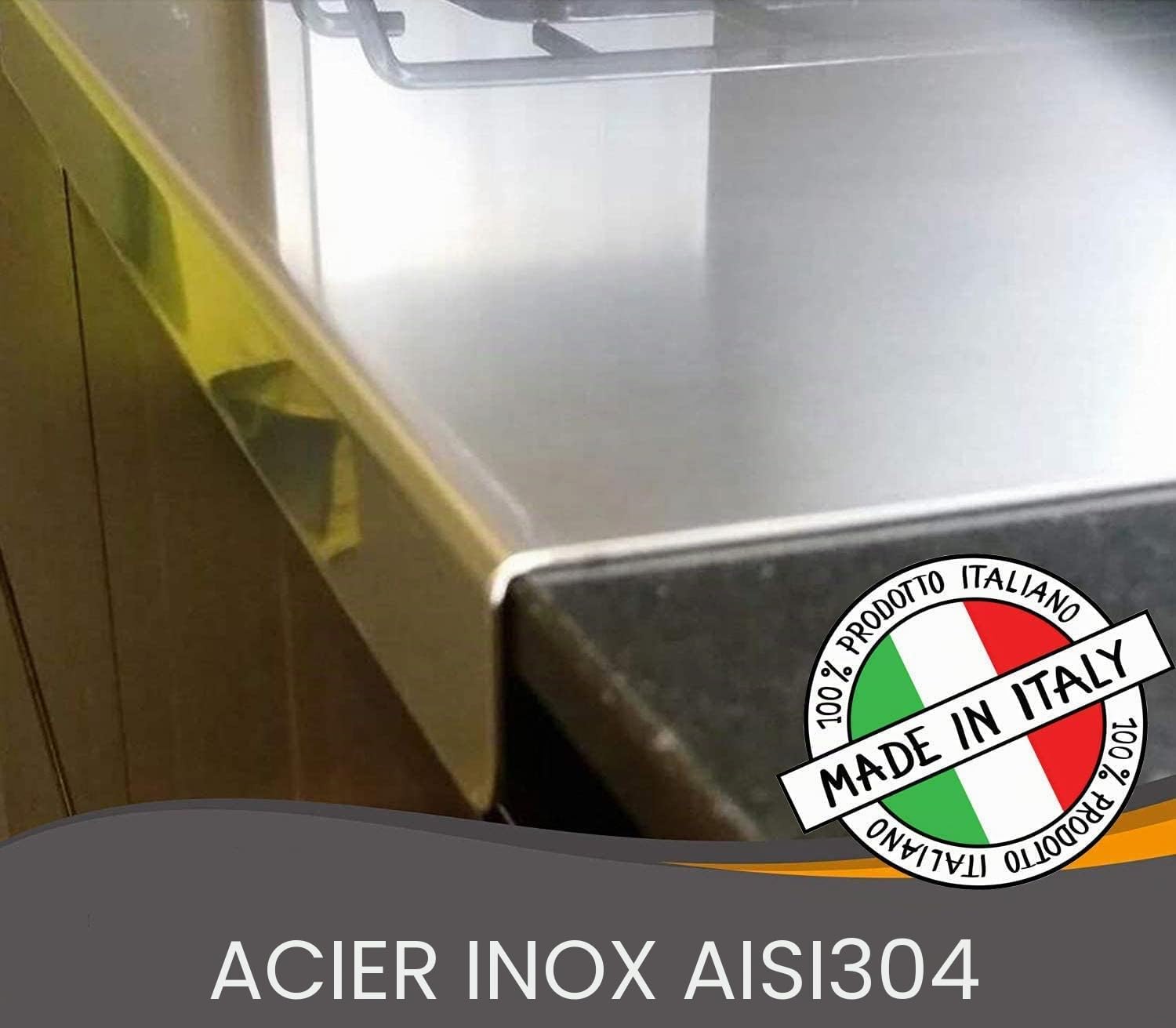 ZeroInox Planche à découper professionnelle en acier inoxydable (toutes les tailles), 60 cm de diamètre, plan de travail de cuisine, usage alimentaire, planche à pâtisserie pour pétrir le pain, la