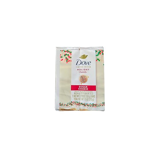 Dove Jabón de barra de belleza Sugar Cookie para nutrición profunda, edición limitada, golosinas navideñas de 7.5 onzas, 2 unidades
