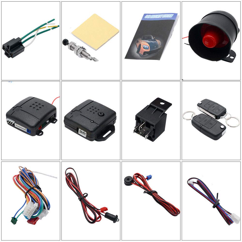 Estilo 13 - Cerradura Central Universal para Coche, con Sensor de Choque + Caja de Control + 2 Controles Remotos de Repuesto para Cerradura Central para Coche