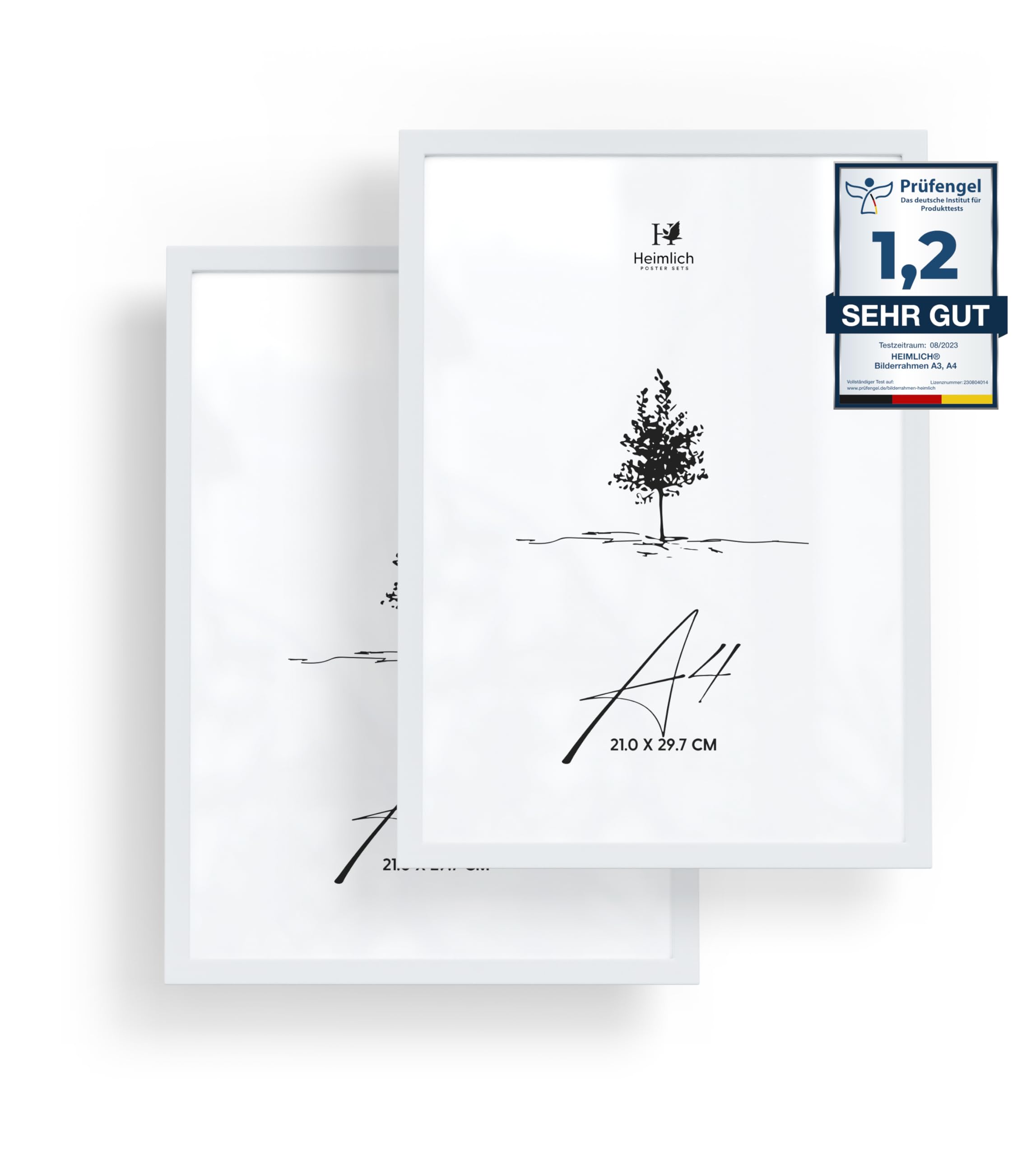 Heimlich Cornice A4 21x30 cm Legno di pino Bianco Confezione da 2 Cornici per certificati diplomi