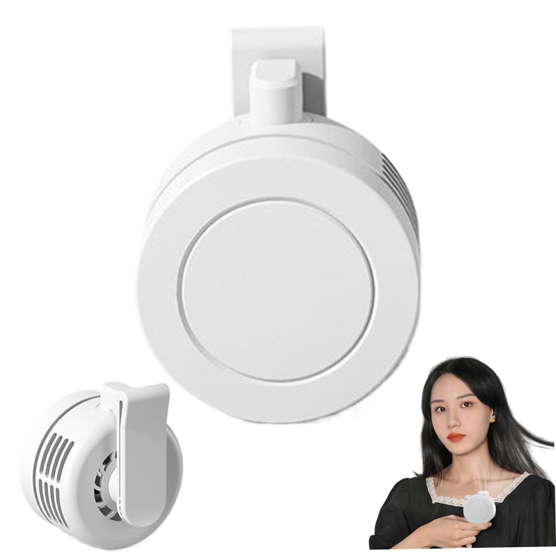 Clip On Fan, 360 Degree Portable Mini Waist Fan Clip On, Hands-Free Personal 3 Speeds Bladeless Wearable Blower for Outdoor Farm Hiking Camping Travel