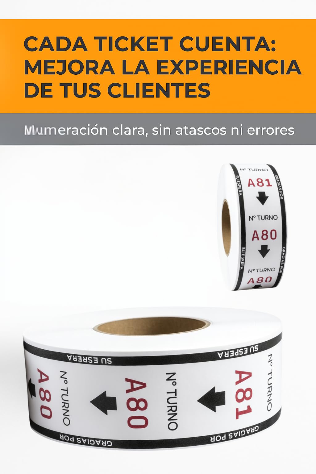 RO Linea Blanca ® Pack 5 Rollos Su Turno 2000 Tickets Blanco Numerados 3 Digitos Compatible Dispensador Manual Ideal Gestión Colas Comercio Hosteleria Farmacia Carnicería Panaderia España