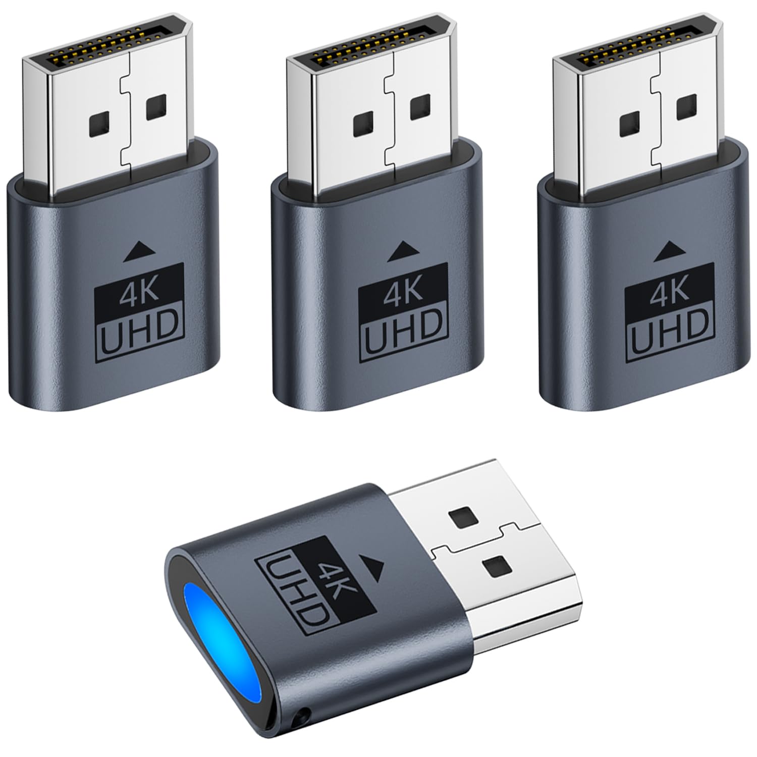 AreMe Paquete de 4 conectores falsos DisplayPort, emulador EDID para monitor virtual