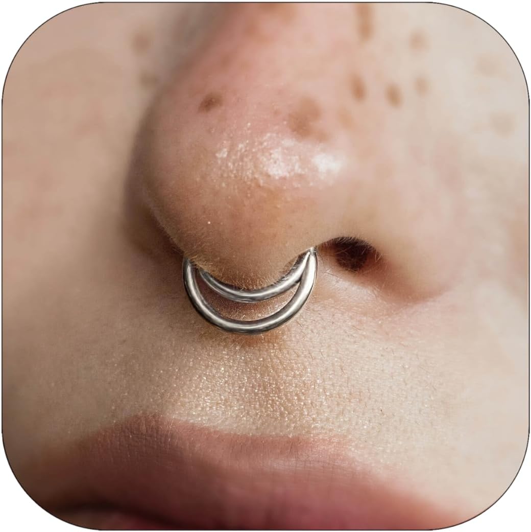 Nose Rings Hoops 316L Surgical Steel Flower Silver Septum Rings 16g Clicker Daith Hinged 14K Gold Plated Piercing Jewelry Gifts 1.2 * 8mm 10mm