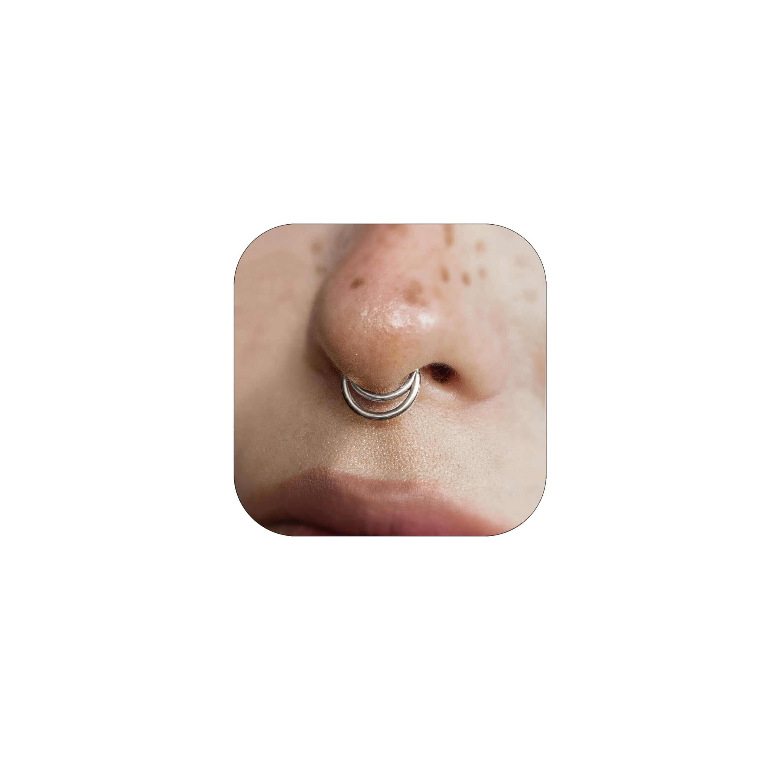 Septum Nose Rings Helix Daith Piercing Jewelry CZ 16G 14K Gold Double Hoop