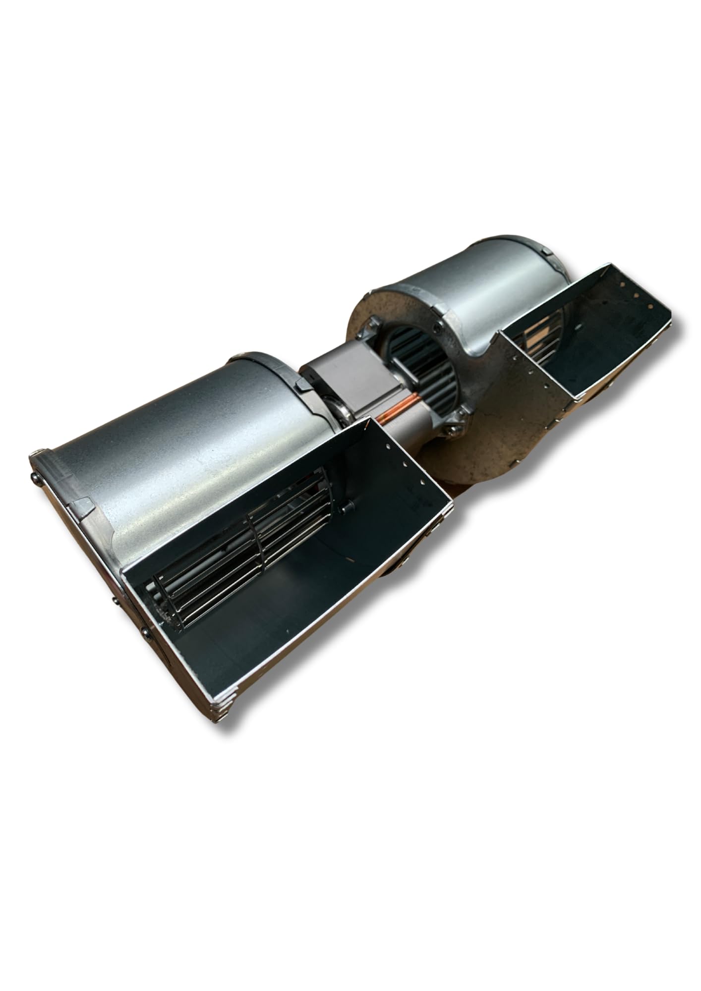 Ventilatore centrifugo EMMEVI - FERGAS CFD-DA 80X83-35 cod. 207722 doppia aspirazione lunghezza totale 310 mm, dimensioni bocchetta 2 x 108x50 mm, per stufe a pellet