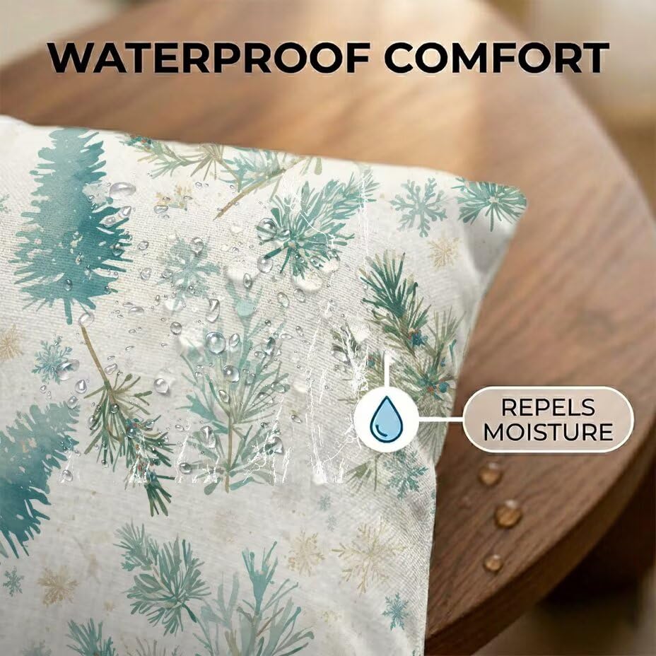 Arbre housse coussin extérieur déperlante anti-tache blanche 50x70 pour terrasse