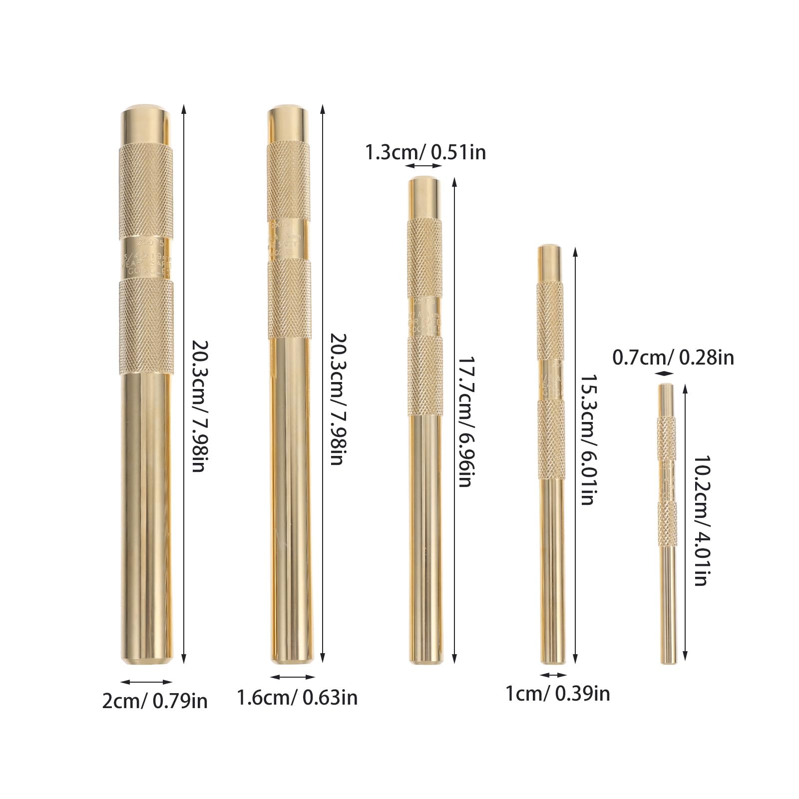Jeu de Poinçons en Laiton 1/4 3/8 1/2 5/8 3/4 pour Perçage Précis