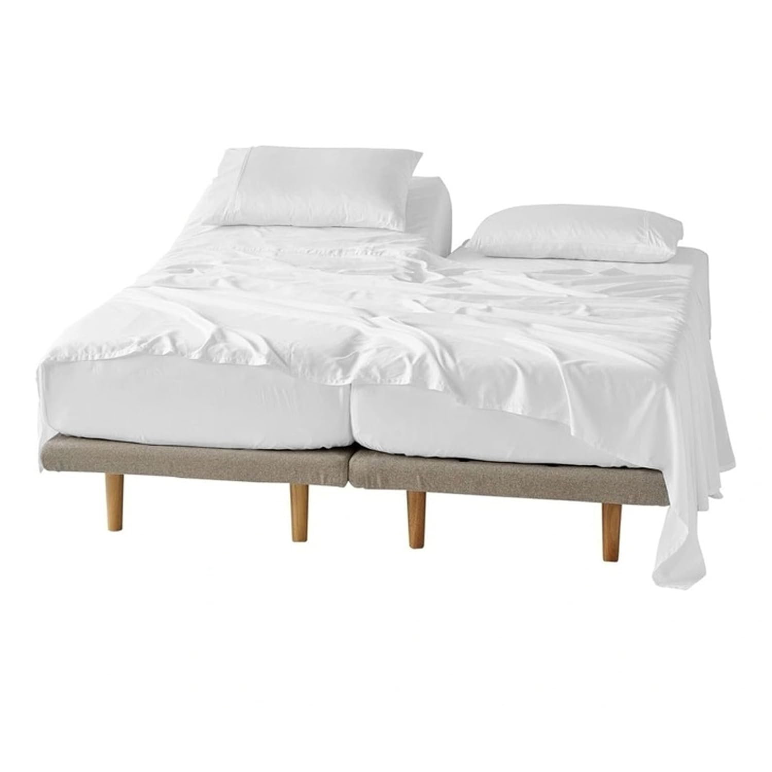 White Color Split California King Sheets Set for Adjustable Split Bed - 1000-Thread-Count 100 Giza Long Staple Cotton