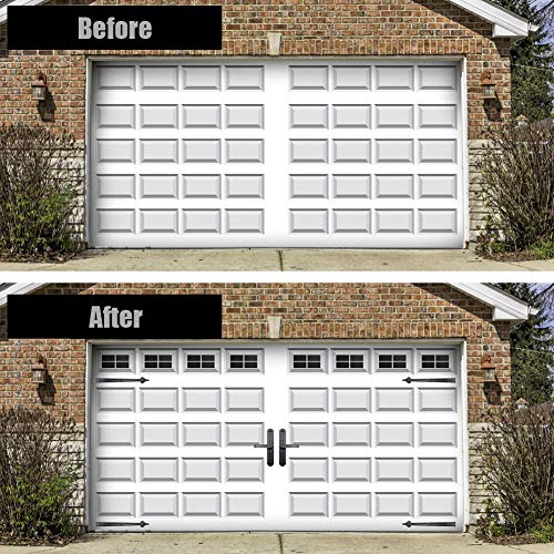Garage Door Magnetic Decorative Hardware 32pcs Door Faux Magnetic Windows and and 6 pcs Hinges Handles Installation for Metal Car Garage Door Accent Kit - Thumbnail 4
