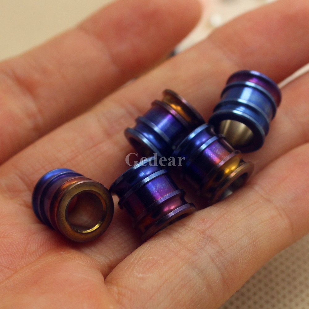 5pcs 10mm Titanium Knife Key Parachute Cord Bead Pendant Lanyard Burning Blue