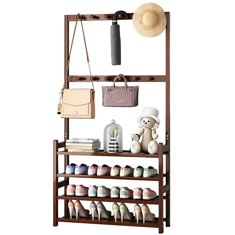 Porte-chapeaux en bambou premium avec meuble à chaussures robuste