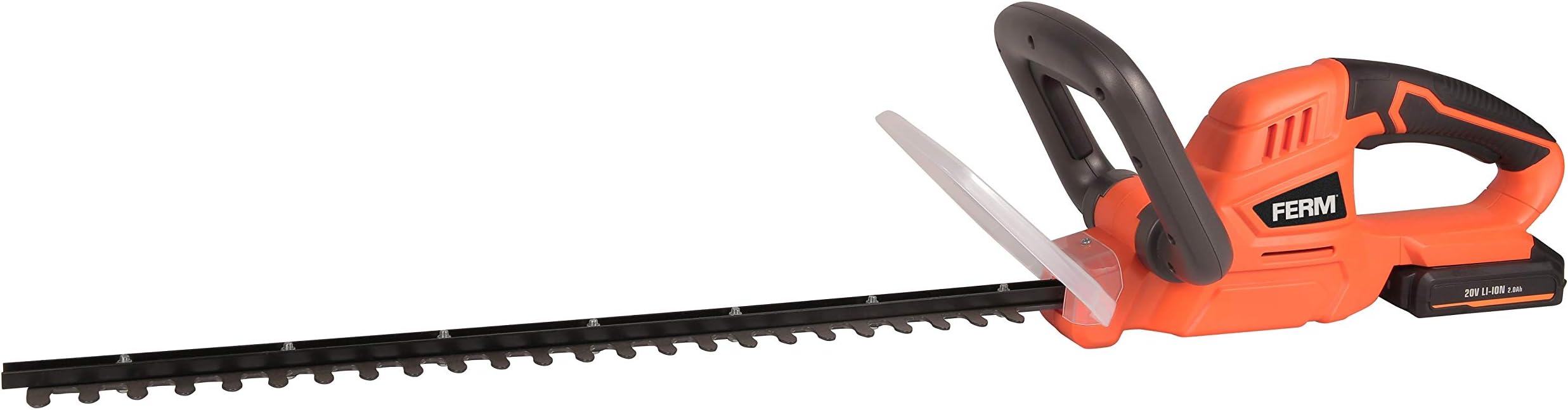 FERM HTM1002 Cordless Hedge Cutter and Trimmer with 20V 2.0Ah Lithium-Ion Battery Included, 580 mm Blade Length, Orange and Black