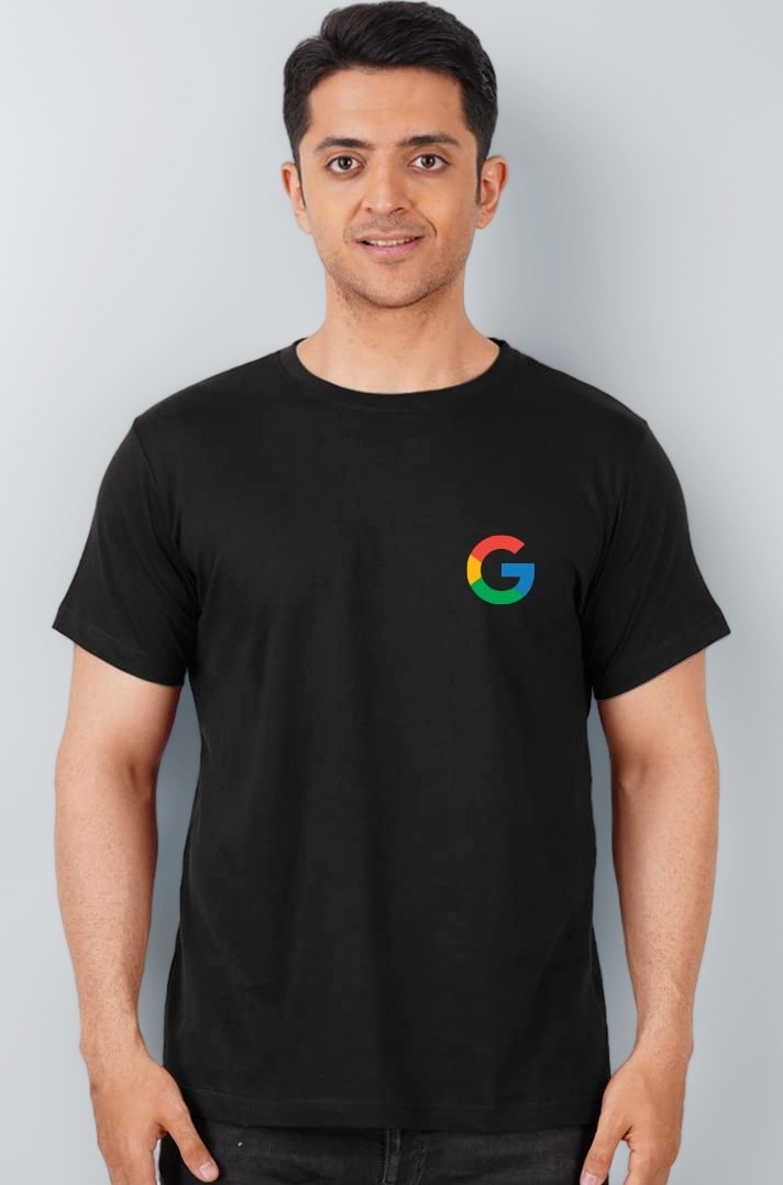 Men's Google Pocket Print Crew Neck Regular Fit Half Sleeves Tshirt | Geek Sleeve T Shirt for Men T-Shirt Coders Programmer