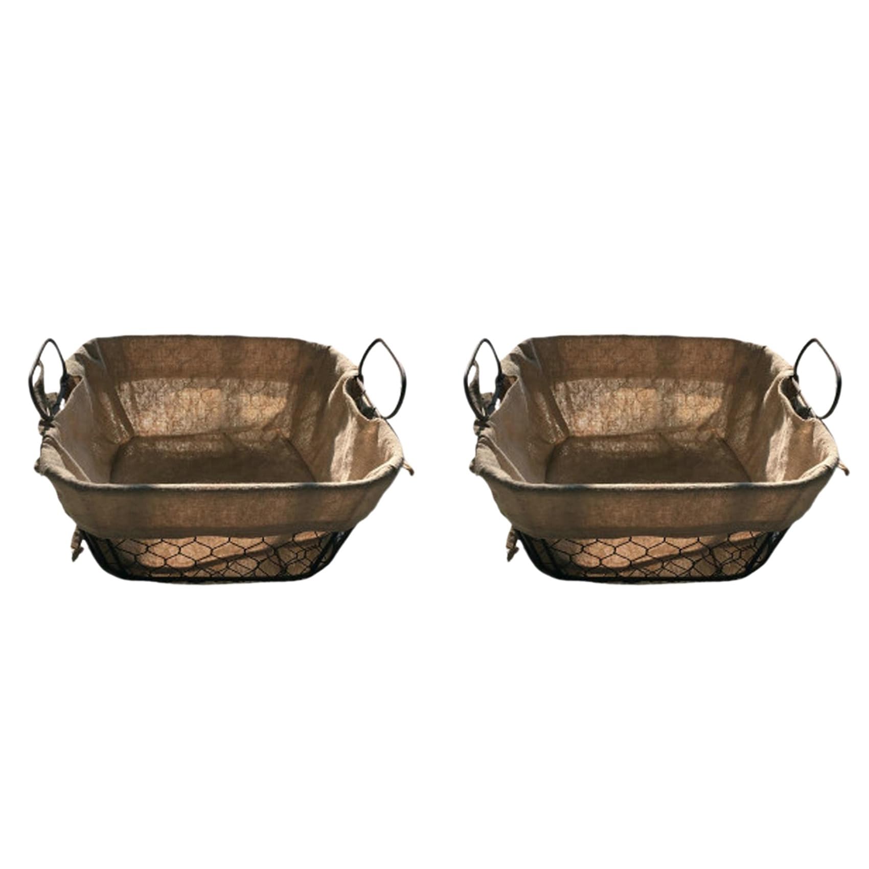 Vjsujehgy 2X Metal Art Storage Baskets Industrial Style Kitchen Snack Storage Basket Picnic Bread Container
