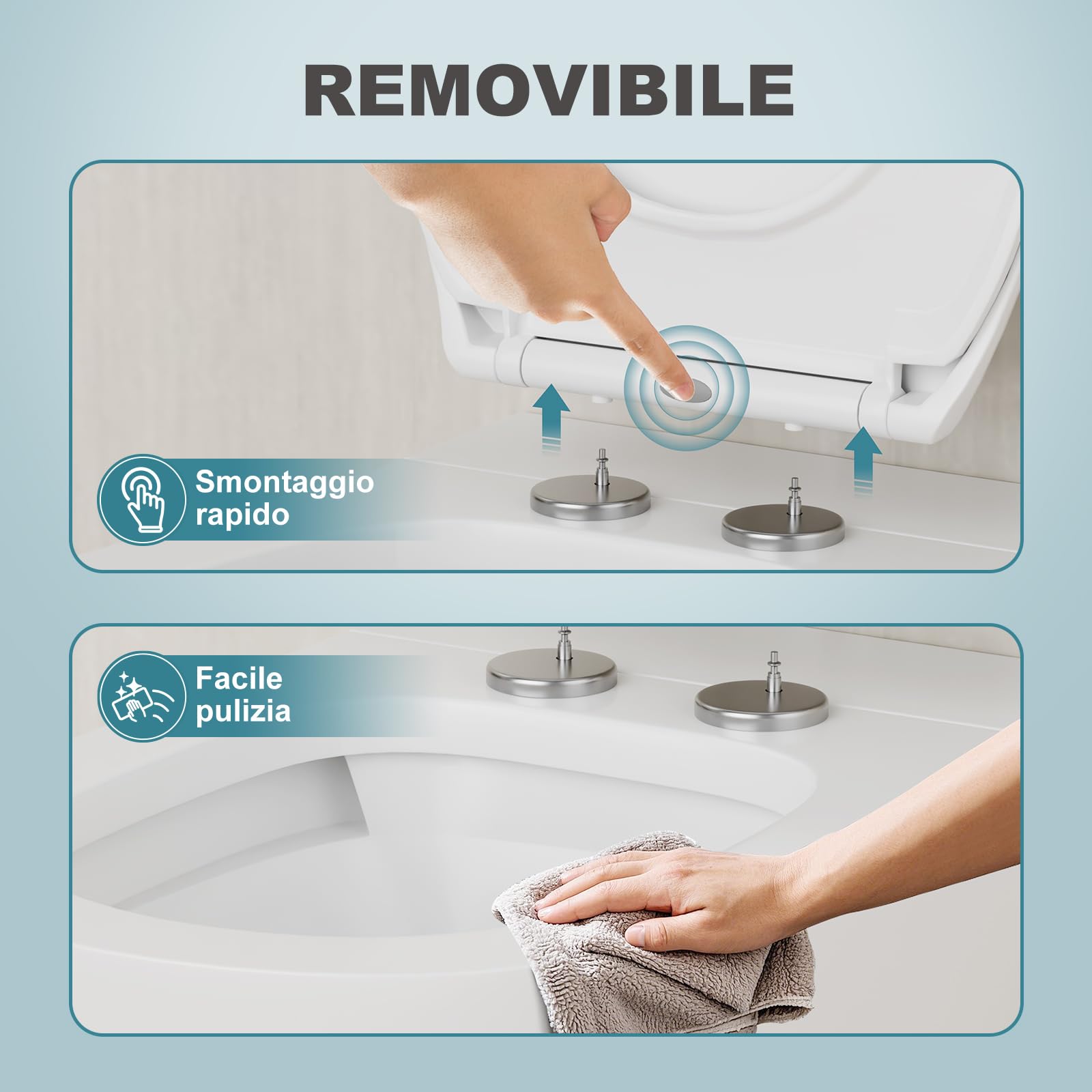 WC Ovale, Coperchio Water Bianco, Copriwater a Chiusura Rallentata, Copri WC Universale, Asse WC Facile da Montare, Coprivaso Famiglia