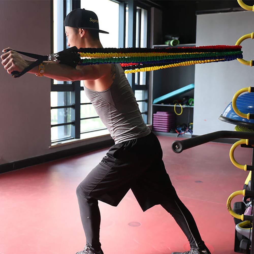 Resistance Bands Wiederstands Bänder Fitnessband Set mit 5 Gummiband Tubes, 2 Griffe, Türanker und 2 Fußschlaufen für Trainings Yoga Sport Pilates