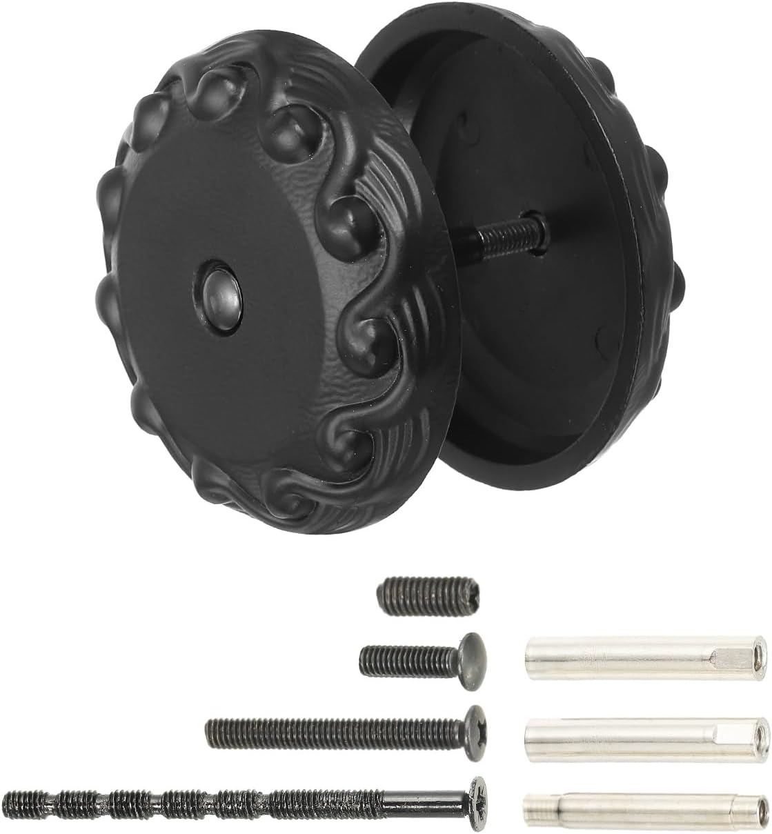 PATIKIL Door Hole Cover Plate 2-1/4 Inch Zinc Alloy Vintage Round Deadbolt Knob Hole Repair Cover Fits Doors 1-3/16" to 4-3/4" Thick for Hole Filling Decoration, Black