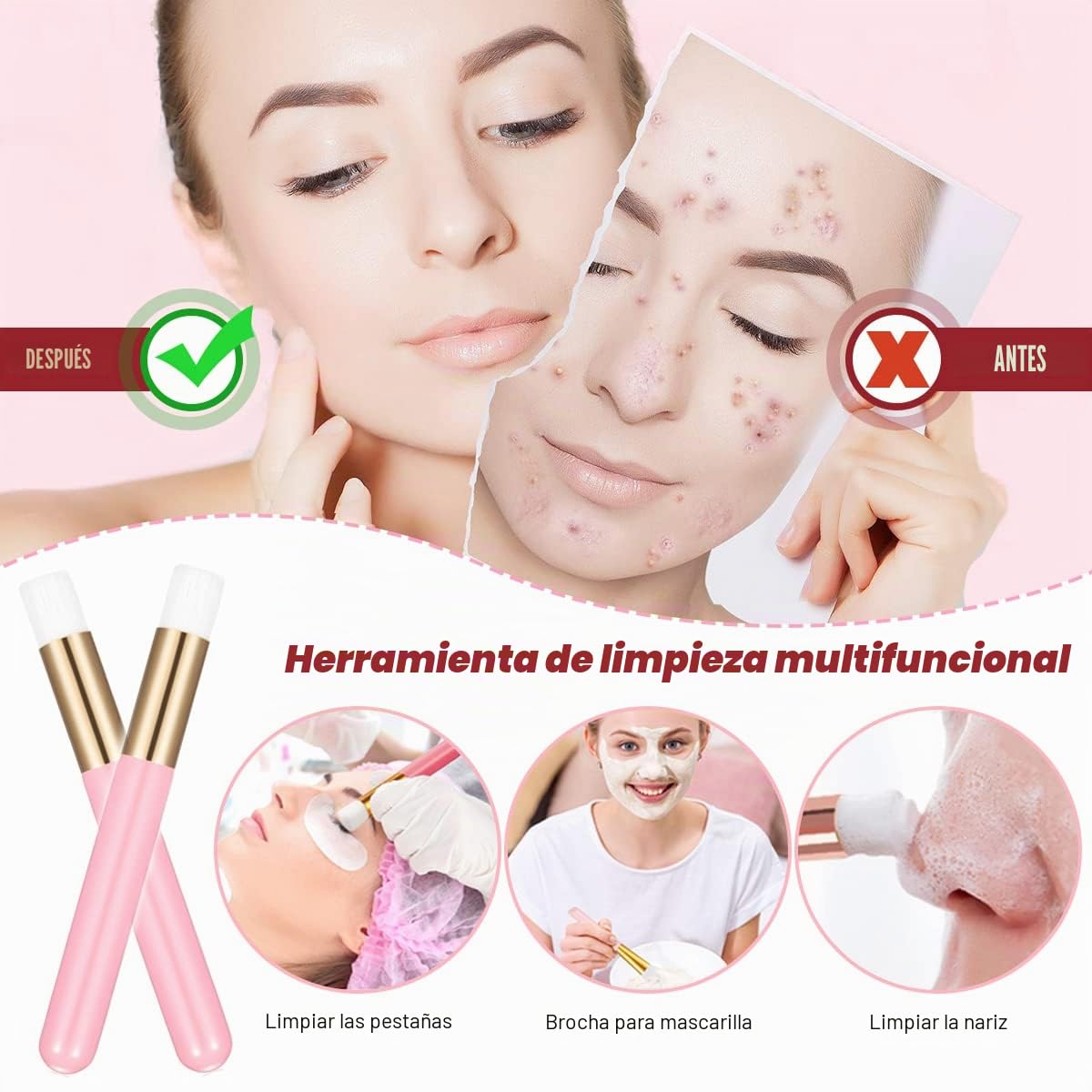 Kit Extensión Pestañas Accesorios Lash Postiza Secador de Pestañas USB Nano Pulverizador Pinza Rímel Cepillo Parche Ojos Cinta Espejo Eyelash Cepillo de Champú Pegamento Anillo Botella de Lavado