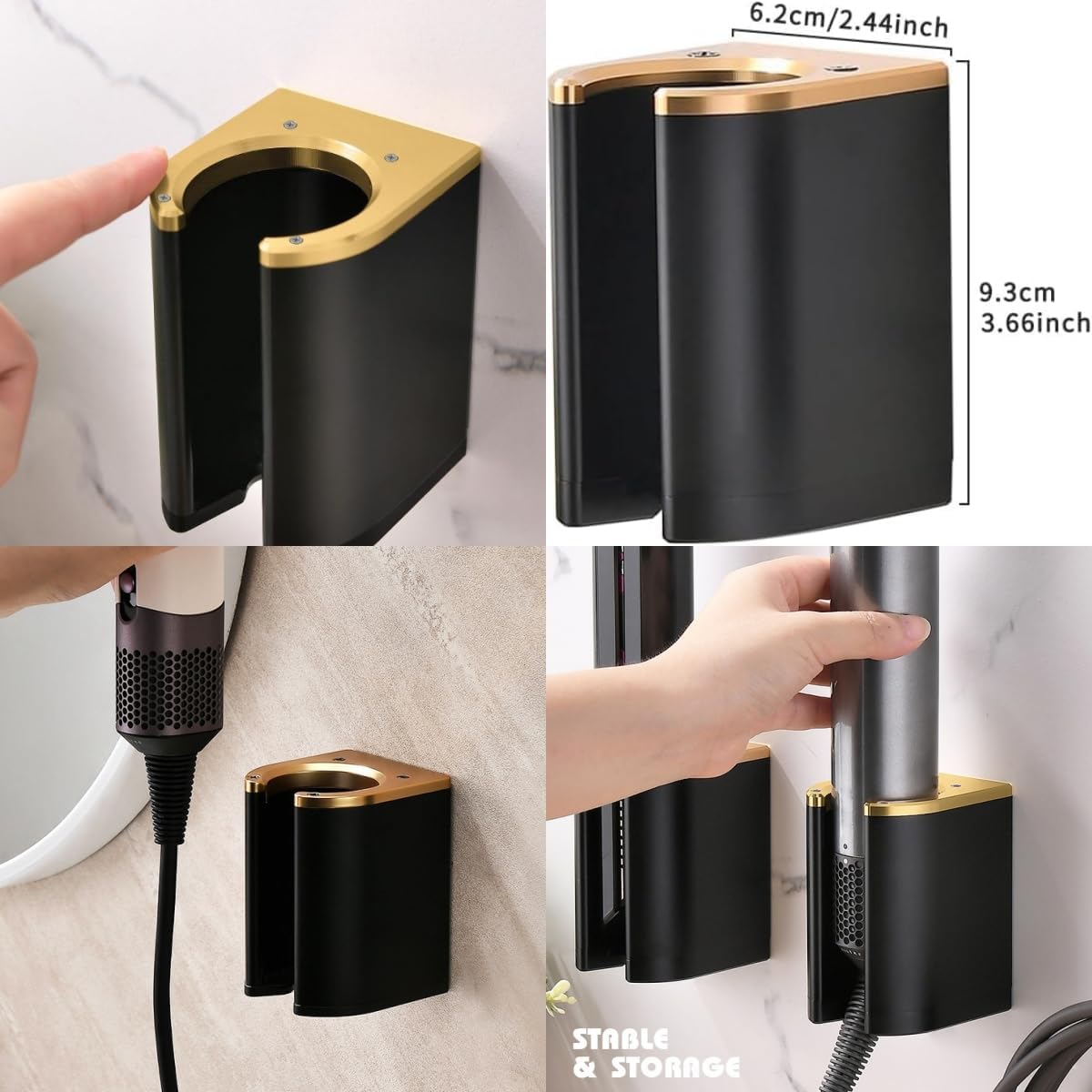 Supporto da Parete per Dyson Airstrait, Supporto in Alluminio Compatibile con Dyson Airstrait HT01 / Airwrap, Staffa in Lega di Alluminio con Adesivo Accessori