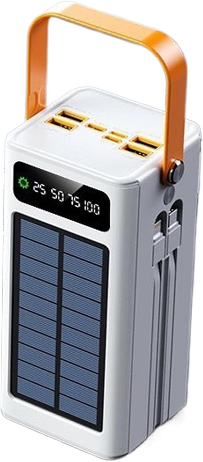 Portable Charger - 50000mAh Solar Energy Battery, 120W Fast Charging Power Station with Integrated Cords LED Lamp Device Output Ports, Ideal for Travel Hiking Backpacking Camping