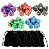 Outee 5 x 7 (35 Pieces) Polyhedral Dice and Dice with 5 Complete Dice set for Dungeons and Dragons DND RPG MTG D20 D12 D10(00-90 and 0-9) D8 D4 Table Games