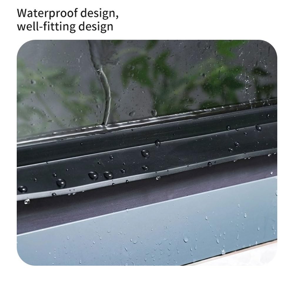 Deflector de Lluvia Autoadhesivo para Puertas y Ventanas, Sello Barrera Negro contra Salpicaduras y Goteo, Interior/Exterior(2m)