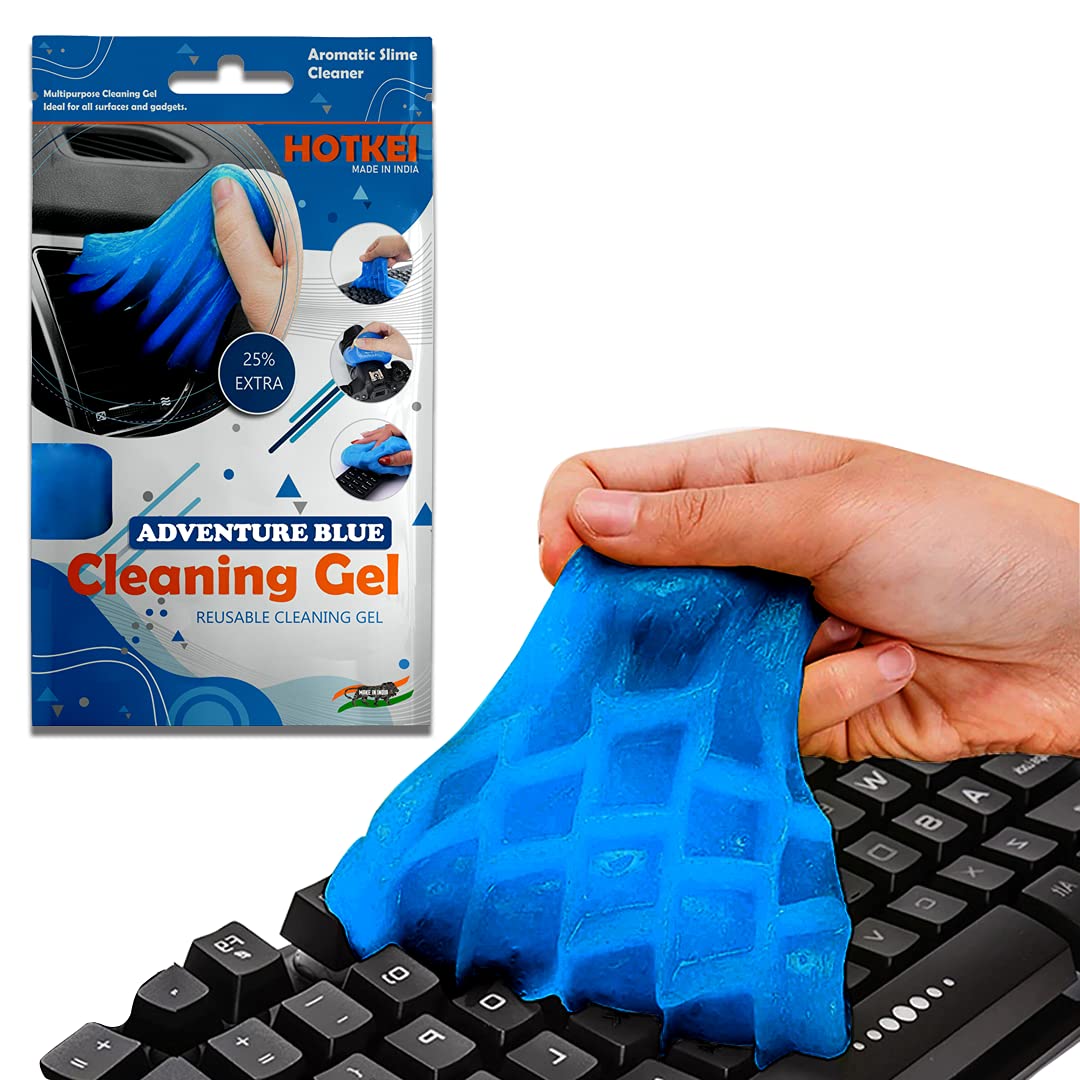 HOTKEI (Pack of 4) Aqua Scented Multipurpose Car Interior Ac Vent Keyboard Laptop Dust Cleaning Cleaner Kit Slime Gel Jelly for Car Dashboard Keyboard Computer Electronics Gadgets