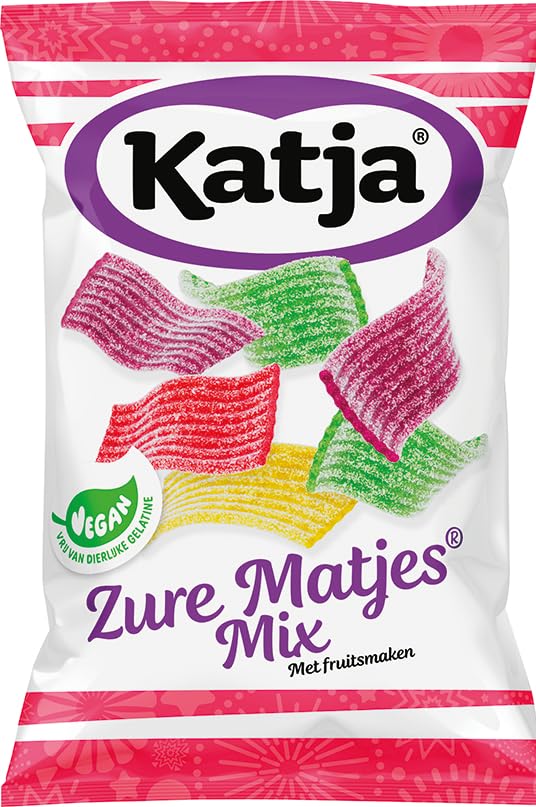 Katja Zure Matjes Mix I Sour Fruity Gummy Candy Strips I 250g 8.8 ounce