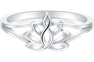 Lotus Flower Yoga Sterling Silver Ring Size 6