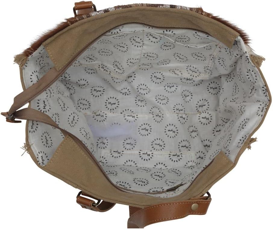 Myra Bag Western Canvas Tote Bag for Women - Cotton & Upcycled Leather Shoulder Weekender Bag Elisa Le - Image 7