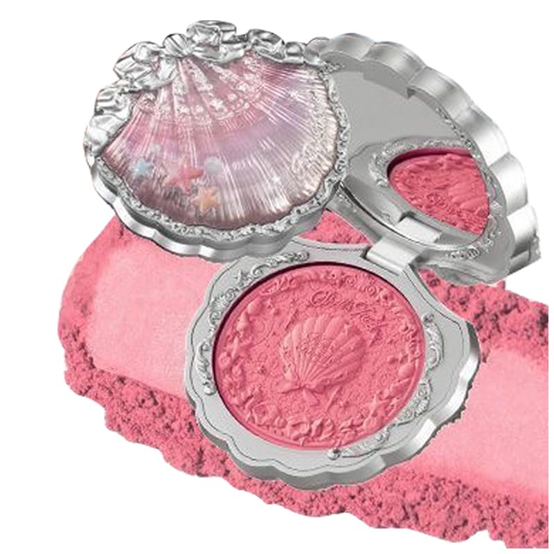 Flower Knows Shell Pearl Blush - Polvo en relieve con acabado mate para un brillo natural suave y romántico de inspiración vintage (C05)