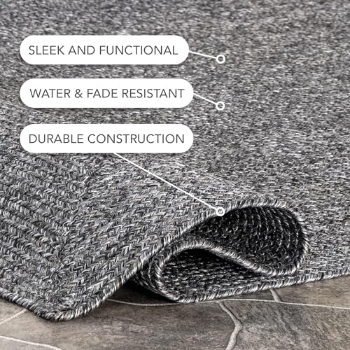 Image of Premium Hand Braided Cotton Rectangular Carpet 2x9 Feet | Soft & Durable Floor Rug for Living Room, Bedroom & Kids Room | Anti-Slip, Washable & Eco-Friendly Color -Charcol