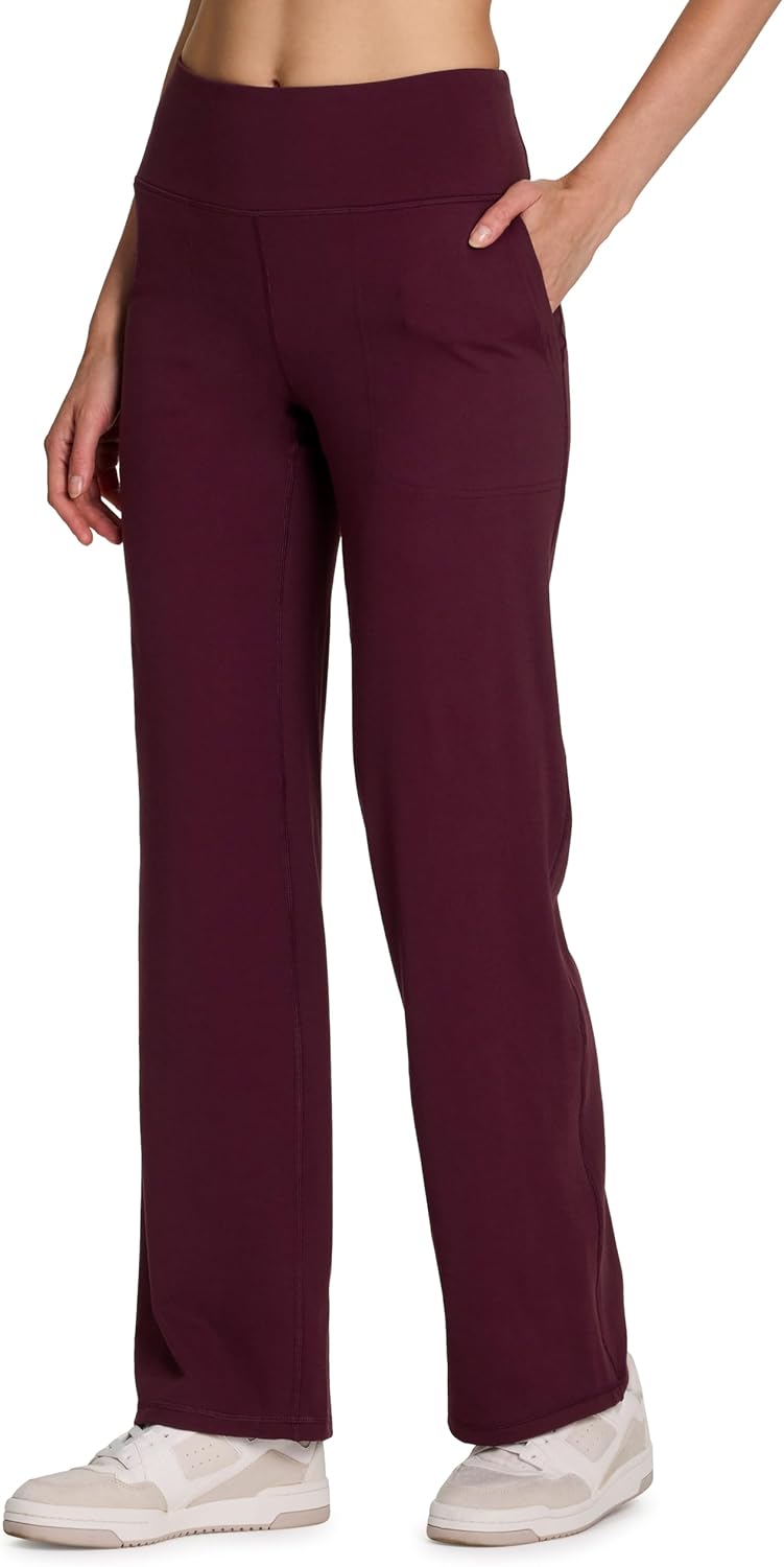RBX Active Yoga Pants for Women, Tummy Control Boot Cut Flare Legging Lightweight Buttery Soft Sweatpants with Pockets