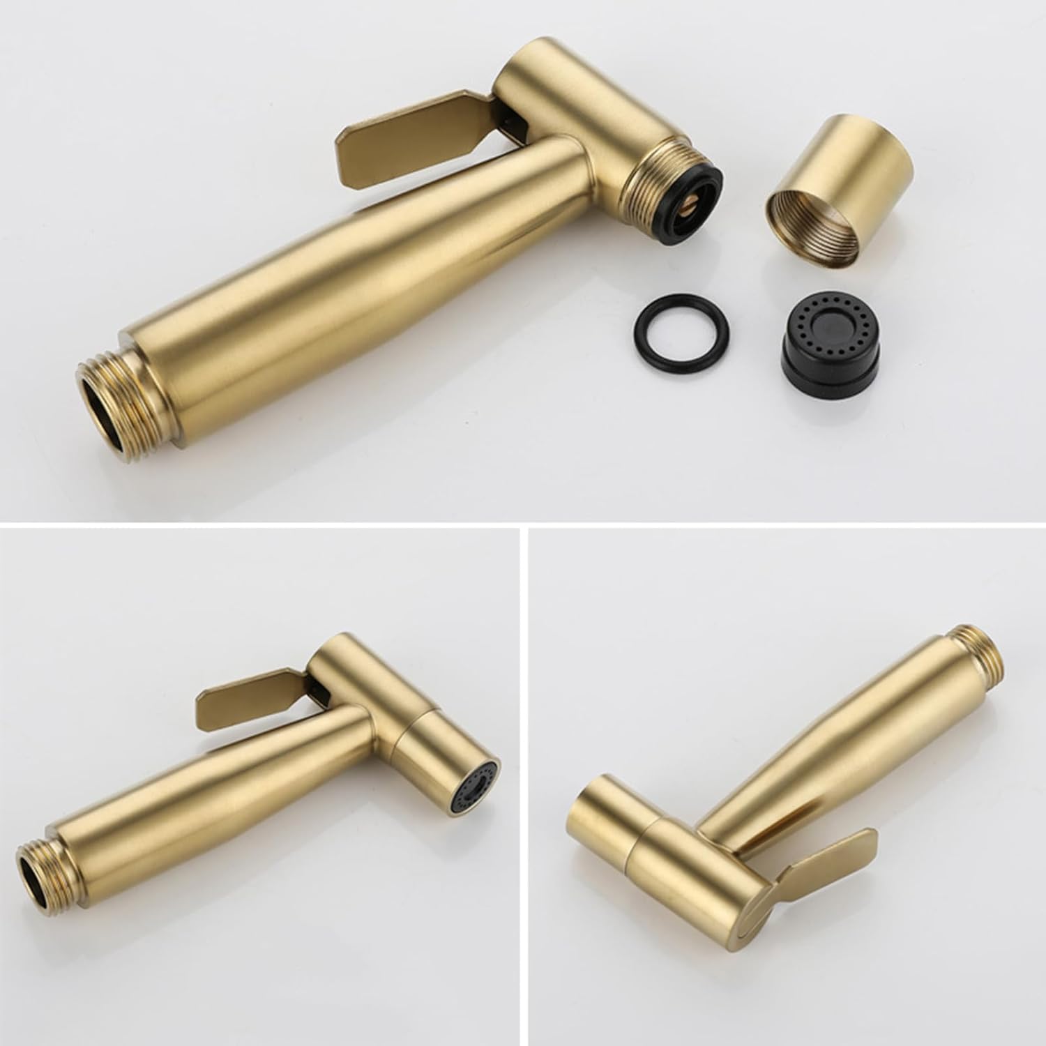 Toilet Shower Spray Kit Wall Mounted Brushed Tap Handheld Bidet Sprayer Kit for Pet Bath Gold