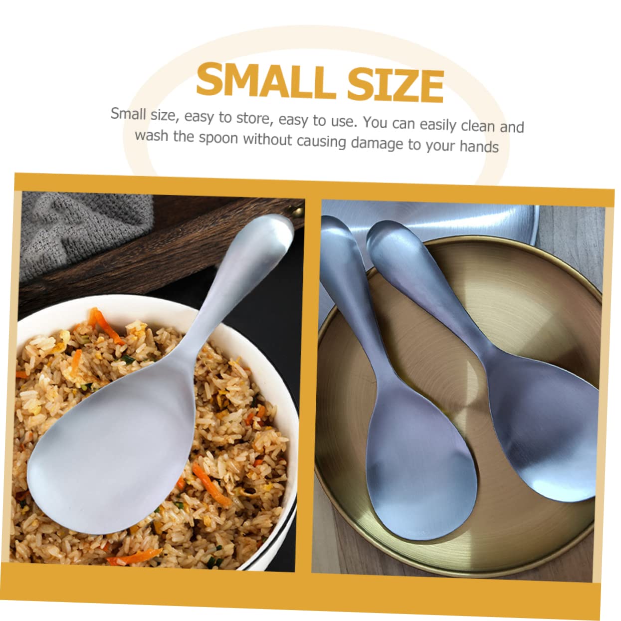 BRIGHTFUFU Stainless Steel Rice Spoon with Ergonomic Handle Kitchen Utensil for Easy Serving Lightweight and Compact Rice Paddle for Effortless Meal Preparation