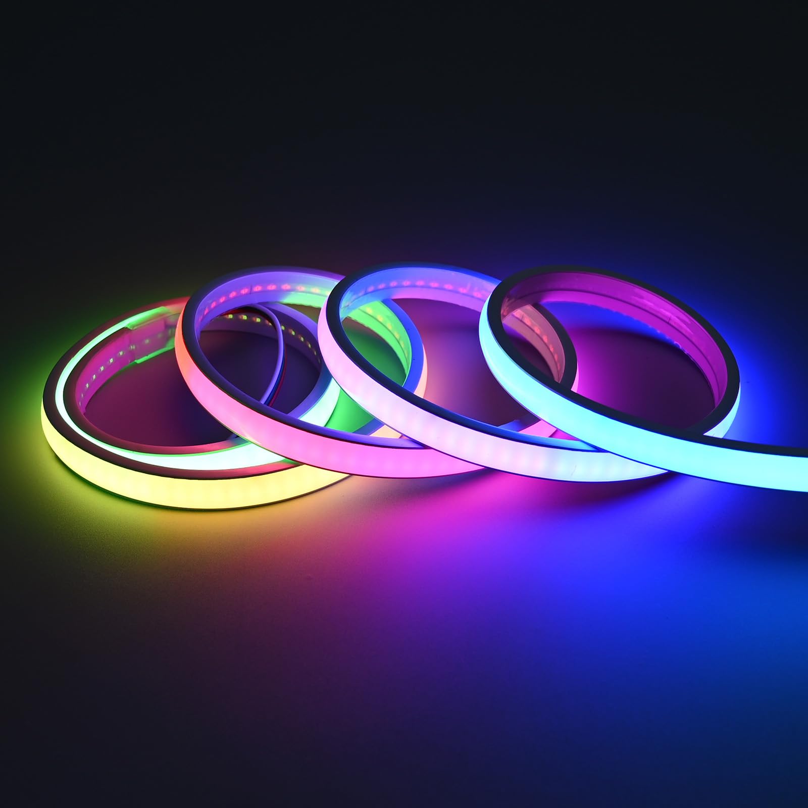 GOMING 24V 10M WS2811 RGB Neon COB Striscia LED IP67 Impermeabile Indirizzabile 576LEDs/M 16W/M Luminosità Uniforme Nastri LED Autoadesiva per Arredamento Casa(Controller e Alimentatore non Inclusi)