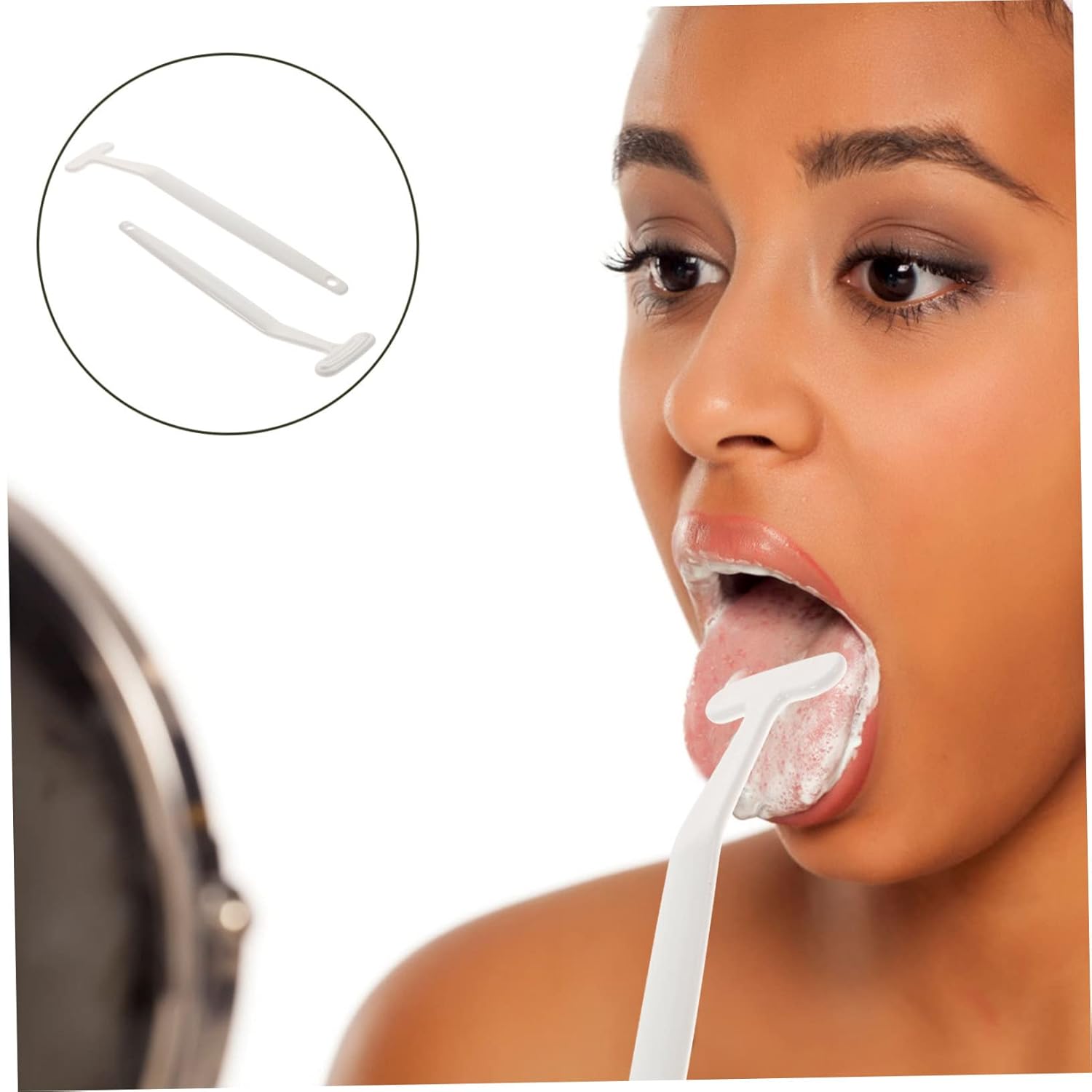 minkissy 10pcs Tongue Scraper Brush Professional Tongue Cleaners for Bad Breath Portable Oral Care Tool Wide Brush Head