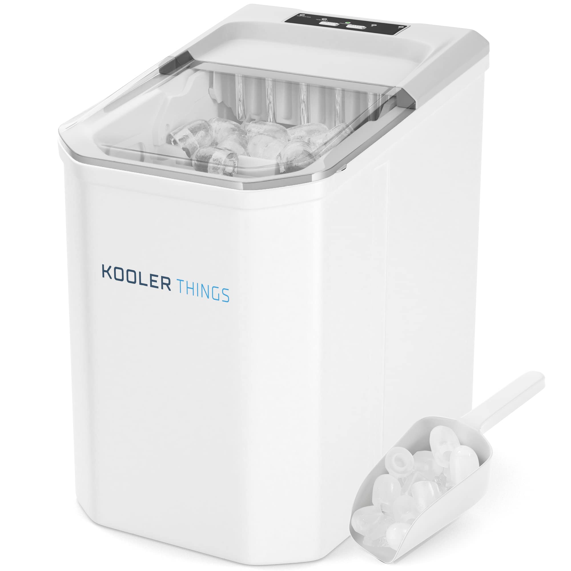 countertop ice maker machine portable, self cleaning function, mini ice makers, make 26 lbs ice in 24 hrs, ice cubes ready in 6-8 mins with ice scoop and basket for home/office/bar
