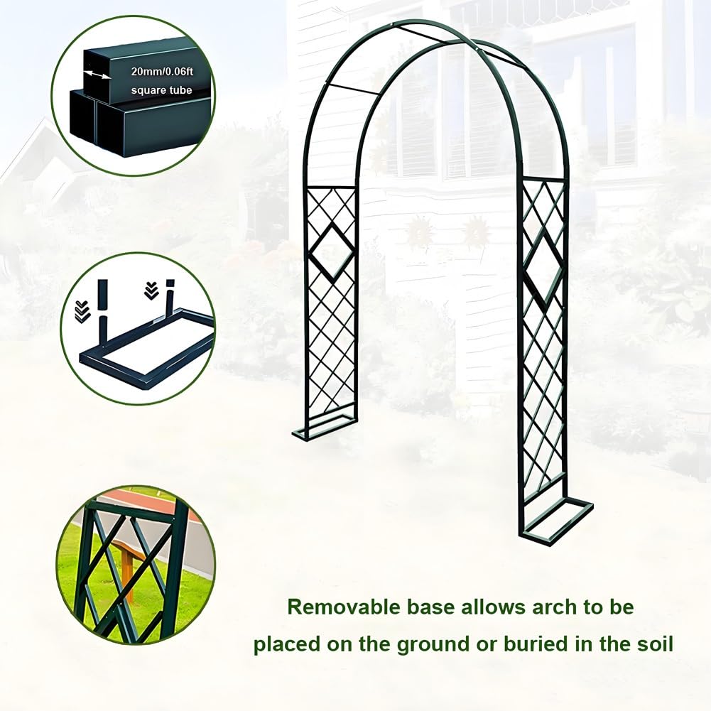 Treillis de jardin en métal WeatherResint Support pour plantes grimpantes et vignes d'extérieur Noir 2 m x 2,4 m