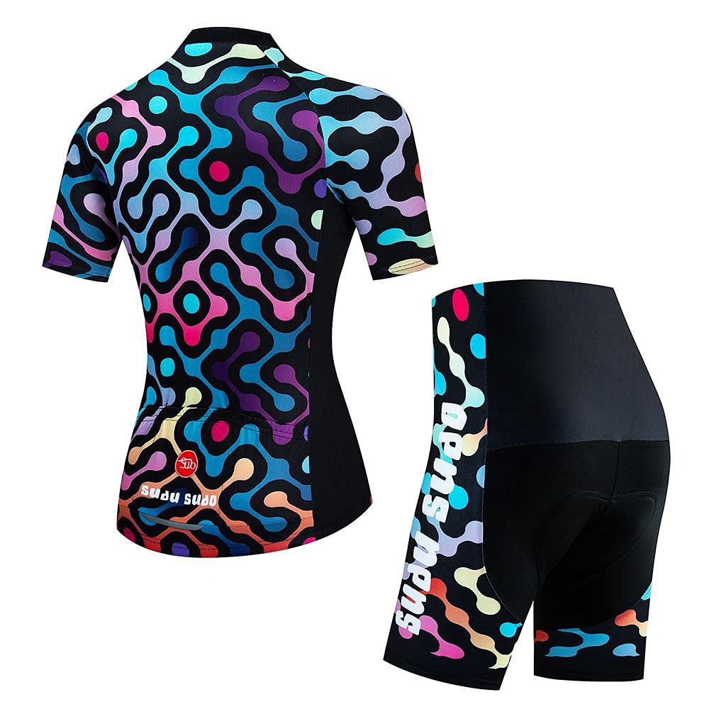 Women's Cycling Jersey Set Cycling Clothing Short Sleeve Bike Shirt Bicycle Shorts Bib Shorts with Gel Padded