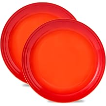 Hasense Ceramic Dinner Plates Set of 2, Large 10 Inch Porcelain Dinnerware Dishes, Salad Serving Plates, Premium Stoneware for Pasta, Steak, Salad, and Side Dishes, Perfect for Family, Gradient Orange